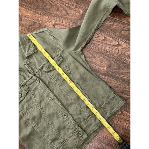 TOMMY BAHAMA TWO PALMS 100% LINEN RAW EDGE BUTTON UP JACKET OLIVE GREEN SMALL - Picture 6 of 8